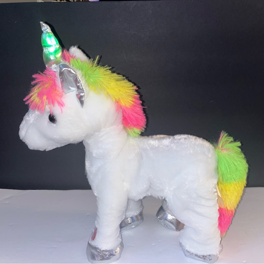 White Plush Unicorn with Rainbow Mane and Silver Hooves - Picture 7 of 7